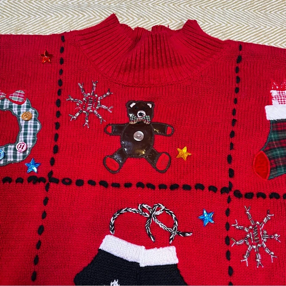 Karen Scott Sweater Women’s L Christmas Holiday‎ Pullover Sweater Knit Cotton